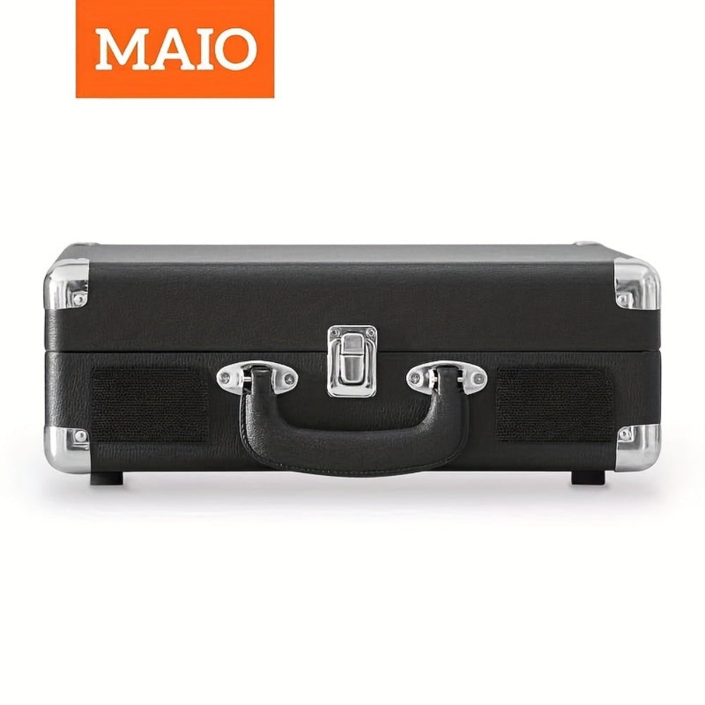 Tocadiscos Clásico Maio C200, Reproductor de Vinilo, Plancha de Discos, Unidad de Tocadiscos, Estéreo de Alta Calidad, Altavoz Integrado, 3 Velocidades, Tocadiscos Clásico con Transmisión por Correa, Salida de Audio de 3.5 mm, Compatible con Altavoces Ext