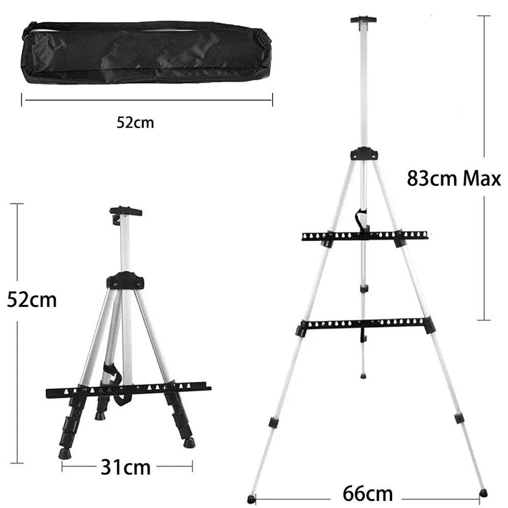 Caballete de Pintura Plegable y Ajustable de Aluminio – Trípode Telescópico Multifuncional con Bolsa de Transporte – Ligero, Resistente y Portátil