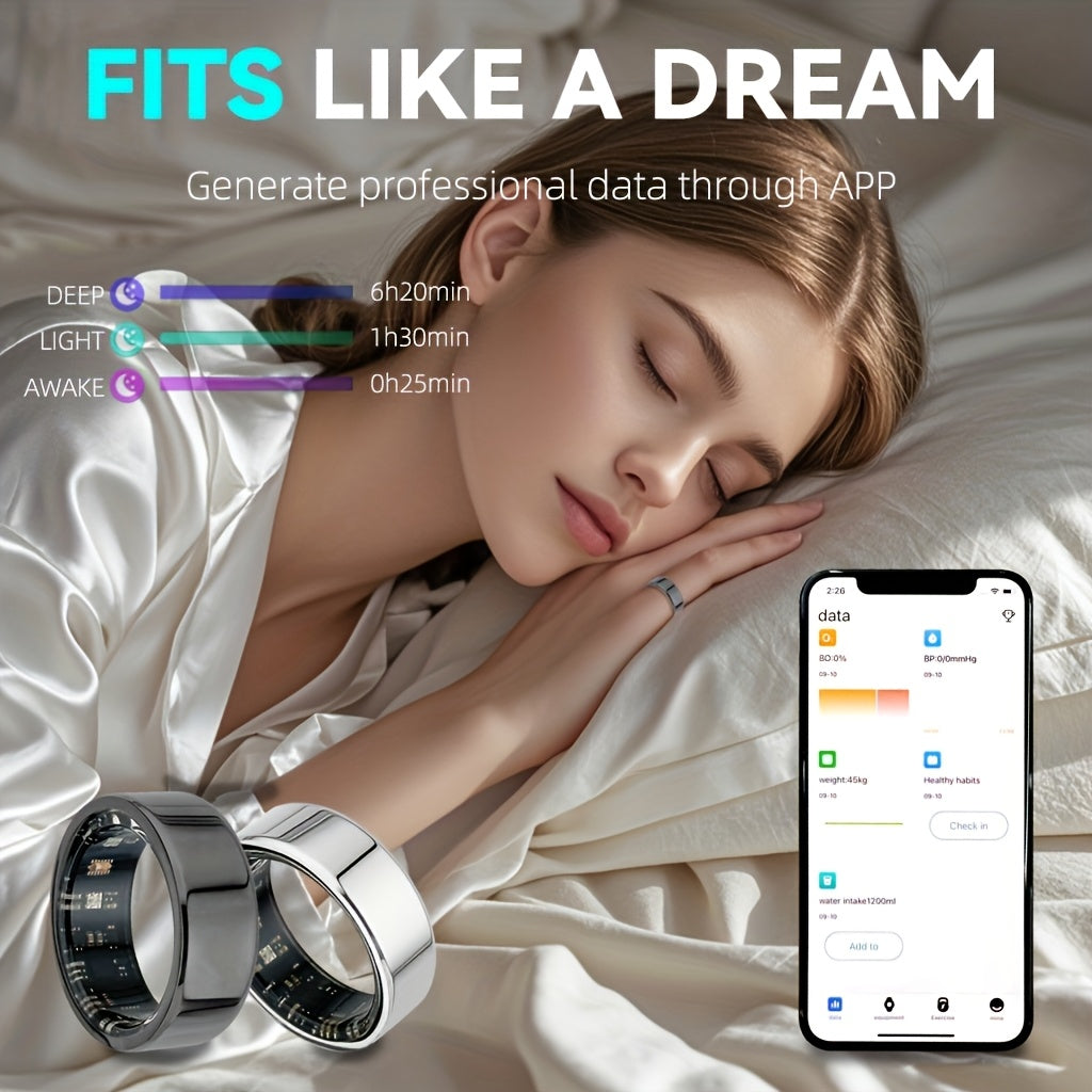 [dukou] Nuevo Anillo Inteligente con Compartimento de Carga, Fitness, Pasos, Distancia, Calorías, Sueño, Ejercicio, Compatible con iPhone y Android, Carga USB, Regalo Ideal para San Valentín/Año Nuevo