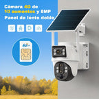 Cámara de Seguridad Exterior con Energía Solar, Tarjeta SIM y 4G LTE - Lente Dual HD 8MP, Zoom 10x, Detección de Movimiento/Humanos, Comunicación Bidireccional, Visión Nocturna a Color, para Vigilancia en el Hogar (No)