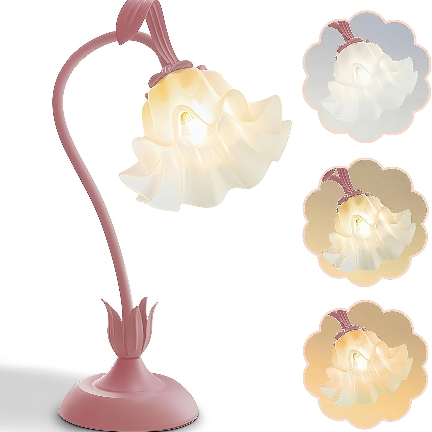 Lámpara de escritorio de oficina, lámpara de lectura LED de mesita de noche, lámpara nocturna de flores de jardín, modo de tres colores, bonita lámpara decorativa de mesita de noche, lámpara de escritorio para iluminación de sala de estar y dormitorio, de