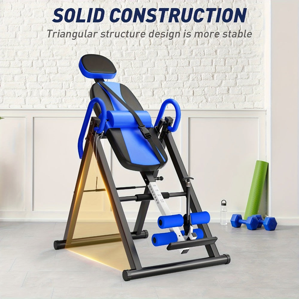 Mesa de inversión Gravity Heavy-Duty con reposacabezas y cinturón protector ajustable: Máquina de estiramiento de espalda para alivio del dolor y terapia