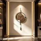 Reloj de Pared Grande y Silencioso con Movimiento de Cuarzo Japonés, Diseño Moderno en Madera y Metal para Decoración de Halloween y Navidad, Funciona con Pilas AA (No Incluidas), Pantalla Analógica para Sala, Cocina, Oficina, Decoración de Pared, Acabado