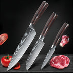Juego de cuchillos de cocina 1/3 piezas, cuchillos de cocina forjados a mano, cuchillo Santoku de 20 cm, cuchillo para rebanar de 12.5 cm, cuchillo para pelar de 9.5 cm, adecuado para cocina casera, hoteles, restaurantes, regalos de cocina para vacaciones