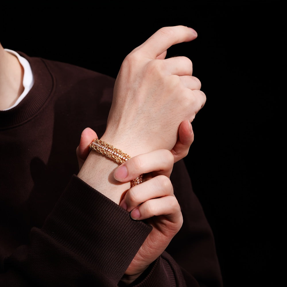 Pulsera de Plata 925 para Hombres, Doble Capa de Cuerda de Hierba con Incrustaciones de Circonita Cúbica Sintética 5A Brillante, Encanto de Moda y Lujo, Regalo Unisex para Hombres, Regalo de Boda, Regalo de Vacaciones, Regalo de Cumpleaños, Regalo de San