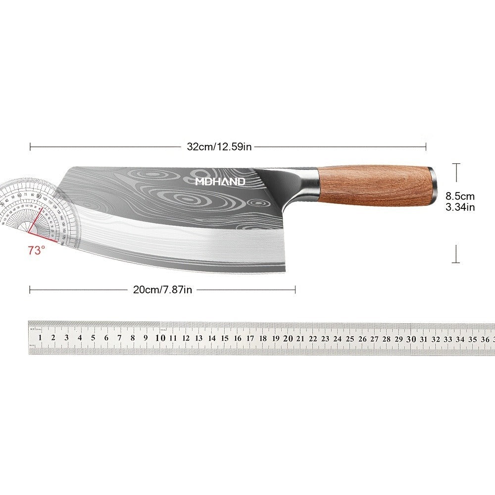 Cuchillo de Cocina Damasco, Maza de Carne y Verduras Forjada a Mano con una Hoja Afilada y un Mango Ergonómico Antideslizante Diseñado Específicamente para la Preparación Culinaria Presentado en una Elegante Caja de Regalo Ideal Como Regalo de Vacaciones