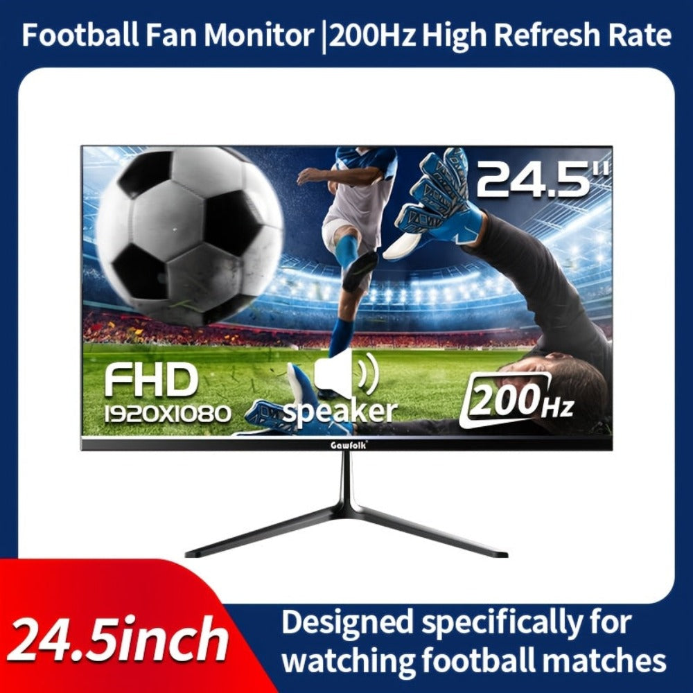 Monitor Gaming Gawfolk de 24.5 pulgadas, Panel Plano, Tasa de Refresco de 200Hz, Full HD 1080P, Pantalla PC, Panel IPS, Diseño sin Bordes, Tecnología Freesync, Soporte Panel VA, Conectividad HDTV y Displayport, Compatible con Montaje en Pared VESA 75X75