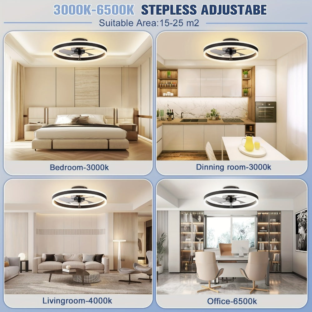 Ventilador de techo con luz y aplicación para dormitorio y sala de estar | Control Remoto