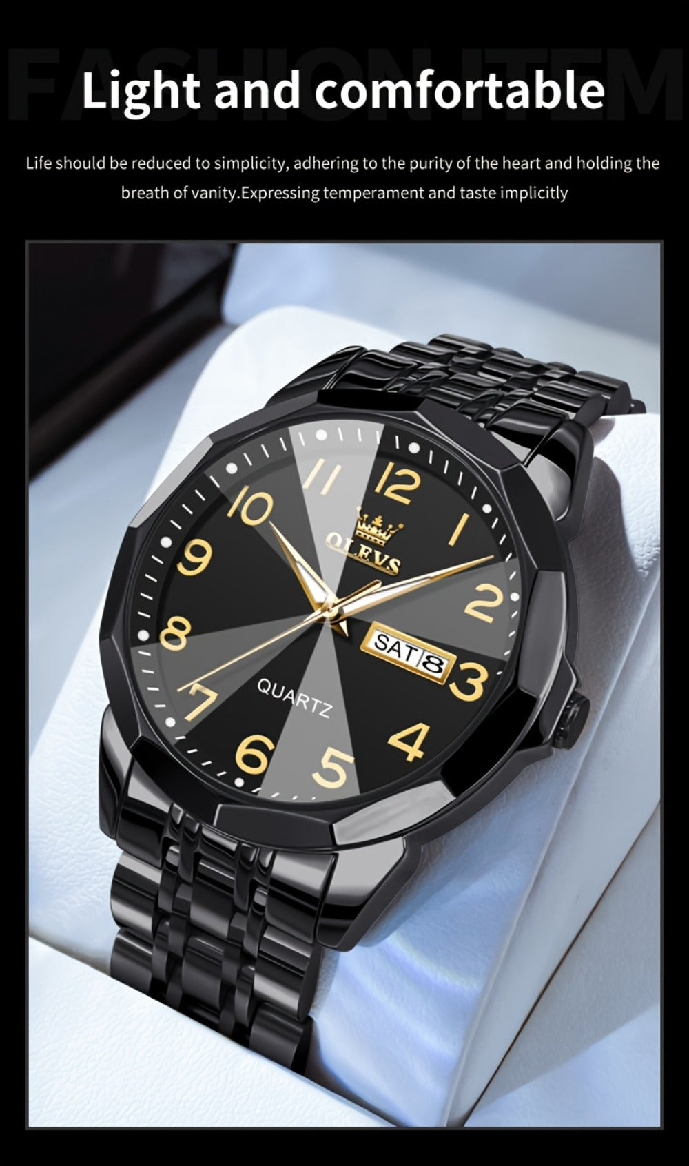 Reloj Luminoso OLEVS para Hombres con Fecha - Reloj de Vestir Analógico/Digital, Manecillas Luminosas e Indicador de Fecha, Reloj de Acero Inoxidable Minimalista para Negocios y Atuendos Informales - Esfera Azul/Negra/Blanca, Regalo Ideal de Navidad para