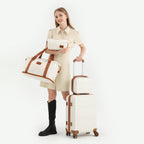 Juego de maletas de 2/4 piezas color blanco crema, carcasa rígida de ABS con trolley, candado TSA, 4 ruedas giratorias, maleta de viaje