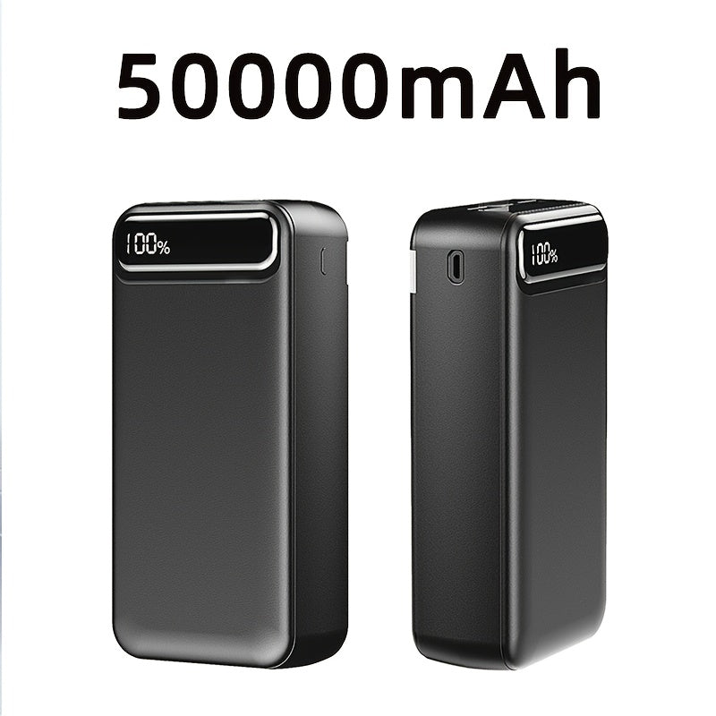 Batería Externa Portátil de 50000mAh de Gran Capacidad, Interfaz USB/TYPE-C, Pantalla Digital LED de Batería/Múltiples Interfaces, Carga Súper Rápida, Adecuada para Teléfonos Móviles/Productos Electrónicos Digitales, Batería de Respaldo de Emergencia Port