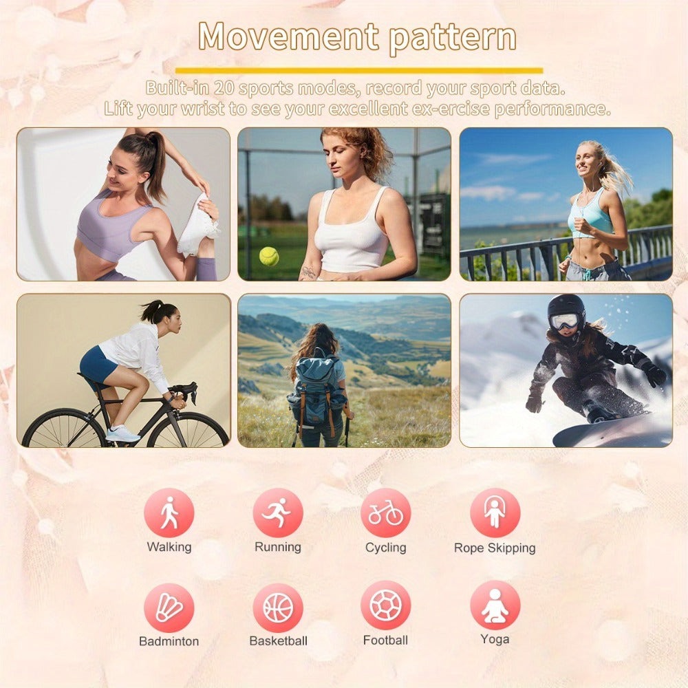 SIEMORL Smartwatch para Mujer con Pantalla Táctil Completa de 1.32 pulgadas, Smartwatch con Llamada Inalámbrica, Rastreador de Actividad Física con 20 Modos Deportivos, Diales Exclusivos, Relojes Inteligentes Impermeables para iPhone Android, Pulsera Depo