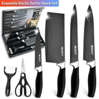 Este juego de 6 cuchillos de cocina presenta varios tamaños, hojas de acero inoxidable ultra afiladas y mangos marrones duraderos, lo que lo hace ideal tanto para uso en la cocina como para acampar al aire libre. Viene en una caja de regalo, lo que lo con
