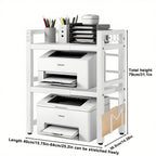 Soporte para impresora de 2/3 niveles - con 3 ganchos, soporte para tabla de cortar y portalápices, diseño expandible, adecuado para el hogar y la oficina, puede contener fotocopiadoras y escáneres (Negro, Blanco)