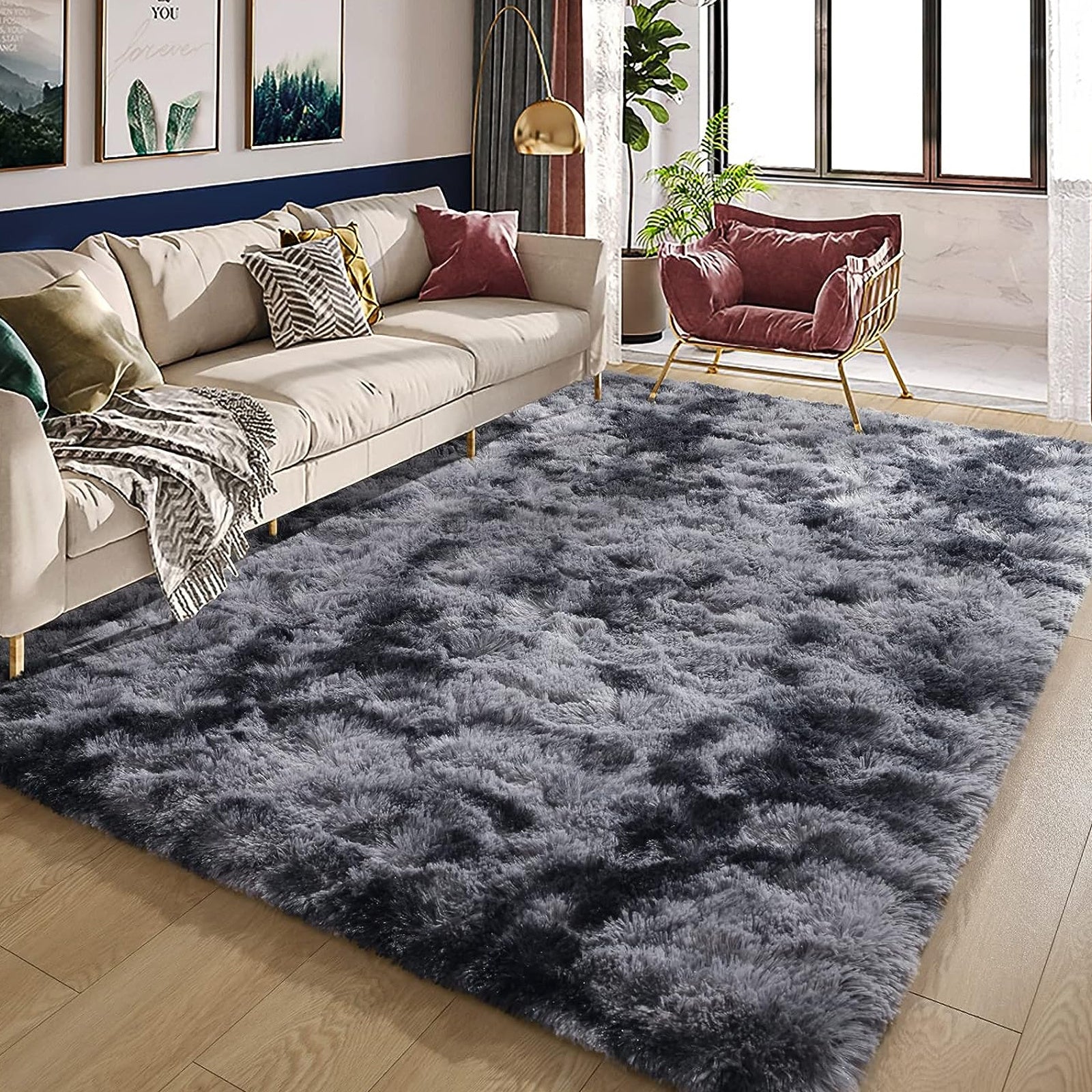 1 alfombra suave de felpa, alfombra de felpa antideslizante, alfombra suave de felpa para mesita de noche, alfombra tie-dye para sala de estar, decoración del hogar, alfombra para dormir mascotas, alfombra para dormitorio y sala de estar, decoración de la