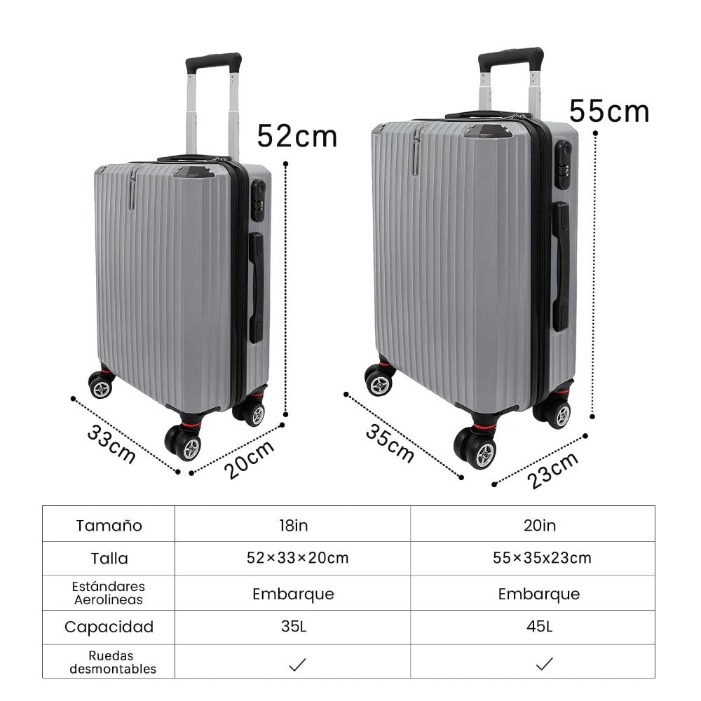 Maletín de Cabina con Múltiples Especificaciones Opcionales, Equipado con Ruedas Desmontables de 360°, Gancho Lateral Práctico y Cerradura de Combinación, Ligero y Resistente, en Gris Claro: La Opción Ideal para Viajes en San Valentín.
