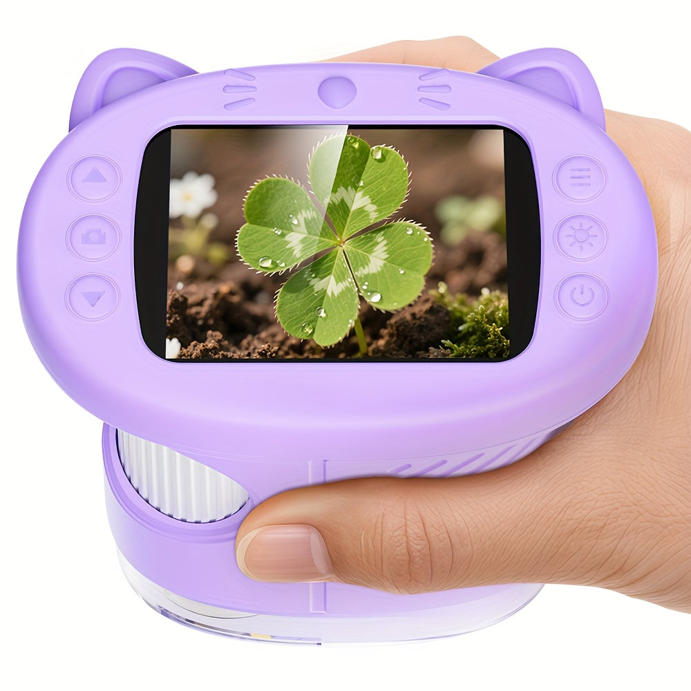 Microscopio Portátil de Bolsillo 1000X para Niños, Pantalla de 6.1 cm, Recargable, Mini Microscopio Digital Educativo, Regalo para Niños y Estudiantes de 3 a 12 Años