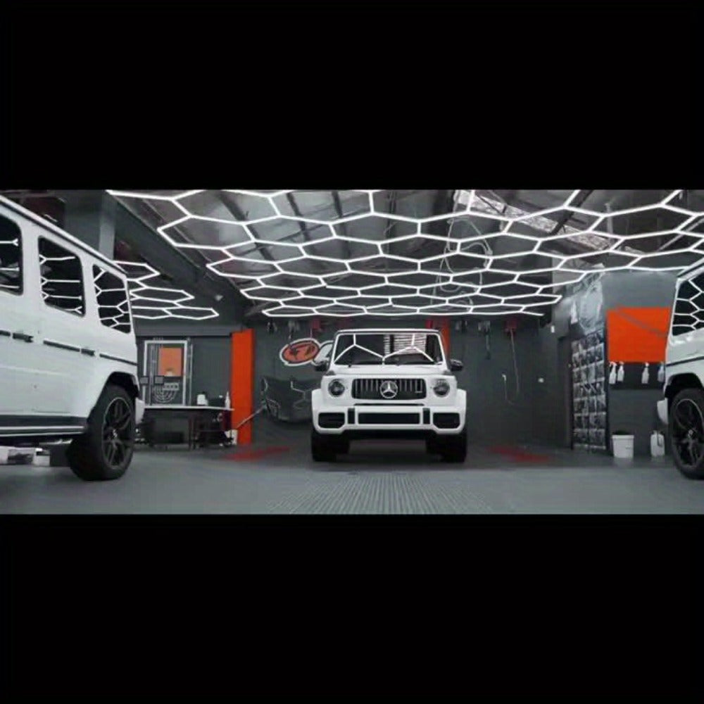 Luz LED para garaje | Paquete de 14 luces hexagonales tipo panal con marco, estilo moderno 680W 72420LM LED para lámpara de techo de garaje con