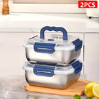 Juego de 2/4 piezas de recipientes herméticos de acero inoxidable para almacenar alimentos con tapas, aptos para microondas, reutilizables, perfectos para refrigerador, ideales para preparación de comidas, cocina al aire libre, esenciales de cocina, recip