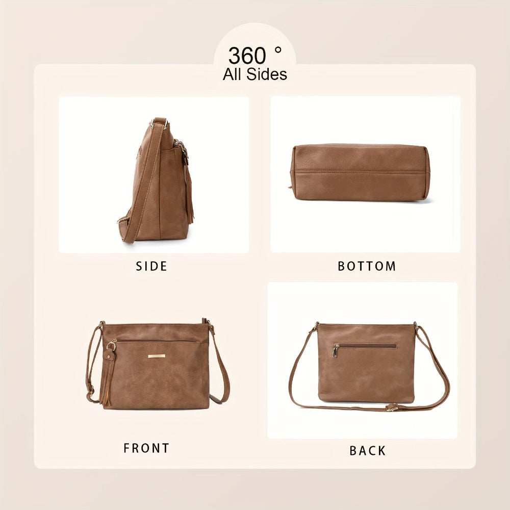 Nuevo Bolso de Hombro de Mujer Pu de Color Sólido a la Moda, Bolso de Ocio de Gran Capacidad para Viajes Diarios