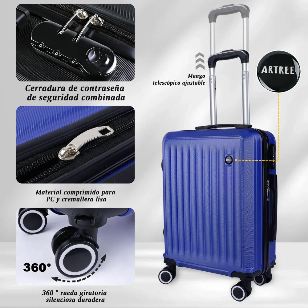 Maleta De Cabina Exclusiva Para Vuelos Europeos, Ideal Para Vacaciones De Verano Y Viajes A La Playa. Dimensiones Precisas De 55×40×20 Cm, Diseño Rígido Resistente Con 4 Ruedas Giratorias 360°, Tirador Telescópico Suave Y Cerradura De Seguridad. Ligera Y