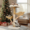 Árbol para gatos de 60X110Cm, Condominio de felpa de varios niveles con 2 postes rascadores, 2 perchas, hamaca, cueva, casa para gatos estable y anti-inclinación para dormir/jugar, fácil montaje, árbol de Navidad perfecto para gatitos y gatos de interior,