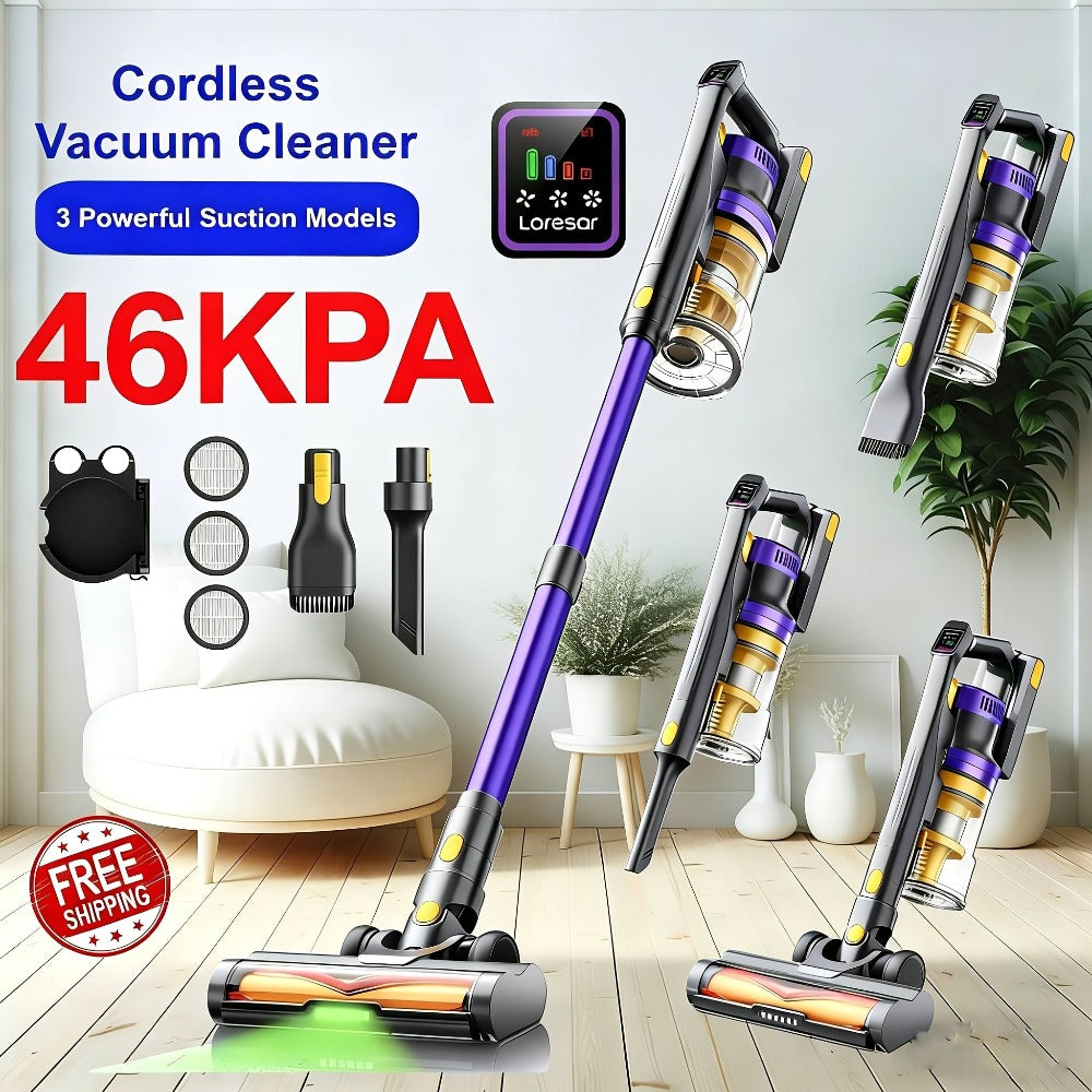 Laresar X11 Aspiradora Inalámbrica 550W/46Kpa para el hogar, Aspiradora de varilla anti-enredos de 60 minutos, Aspiradora recargable de doble mano ligera con aromaterapia para pelo de mascotas, alfombras y pisos, limpieza de primavera