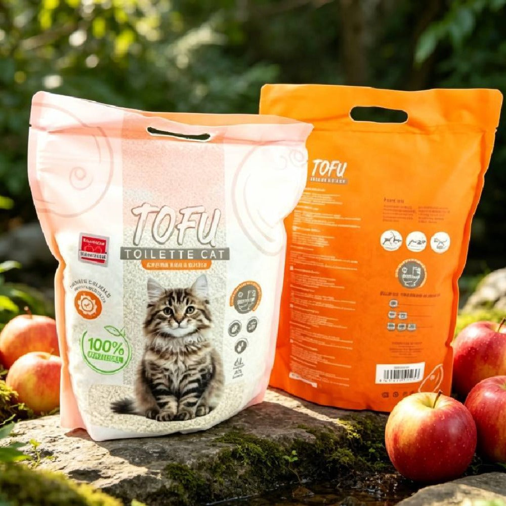 Arena para gatos con tofu perfutado, 6 l (1 paquete), original, arena para gatos con manzana, lavanda, limón y fibra de soja.