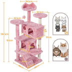 Costoffs Poste para Rascar de Gatos de 138 cm, Árbol Resistente con Pelota de Juego y Cueva para Gatos, Torre de Rascado y Escalada para Gatos, Casa para Gatos