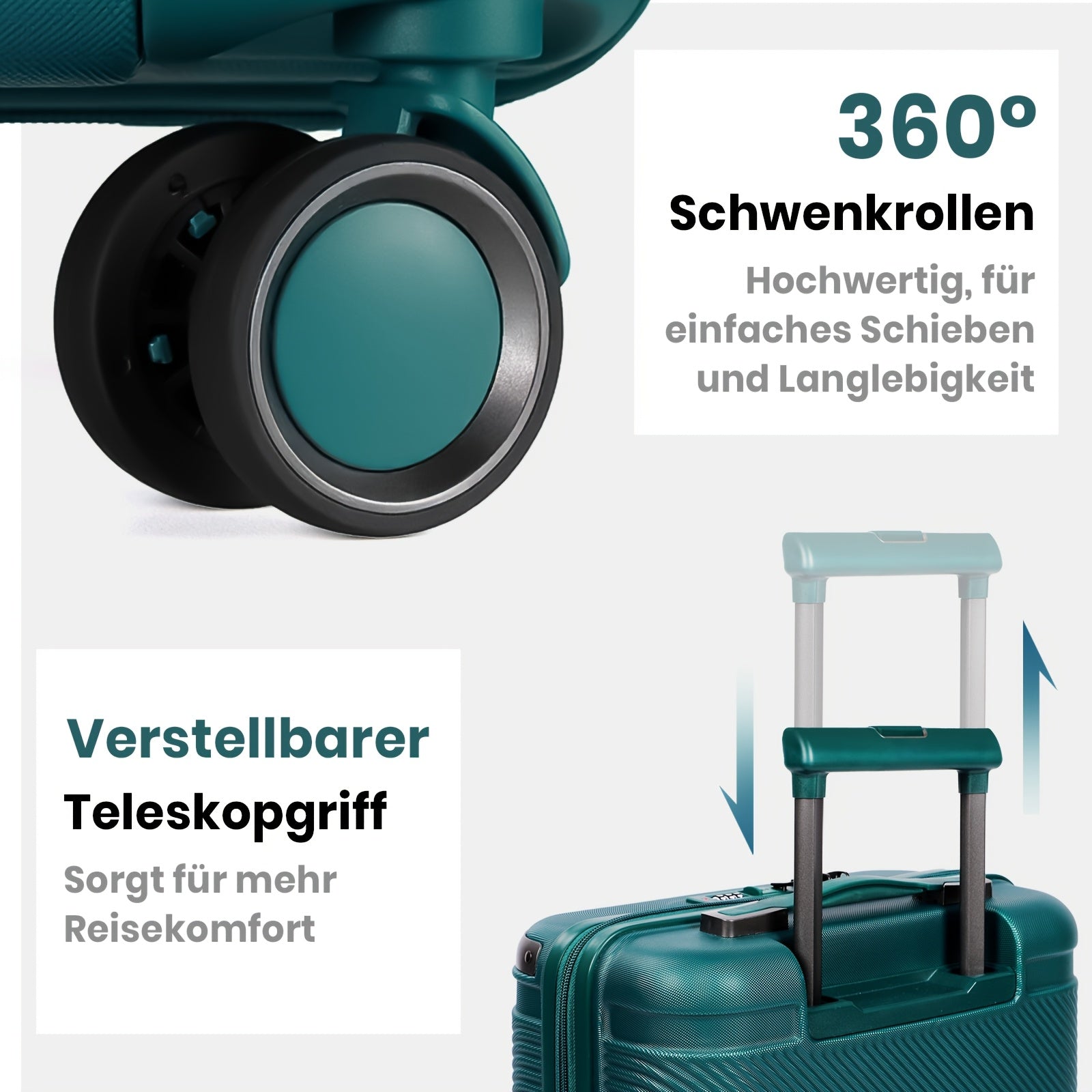 Juego de equipaje de tres piezas, que incluye una maleta de viaje con asa telescópica ajustable, una maleta rígida de ABS con cerradura TSA y ruedas blandas, una bolsa de cabina y equipaje con ruedas unisex.