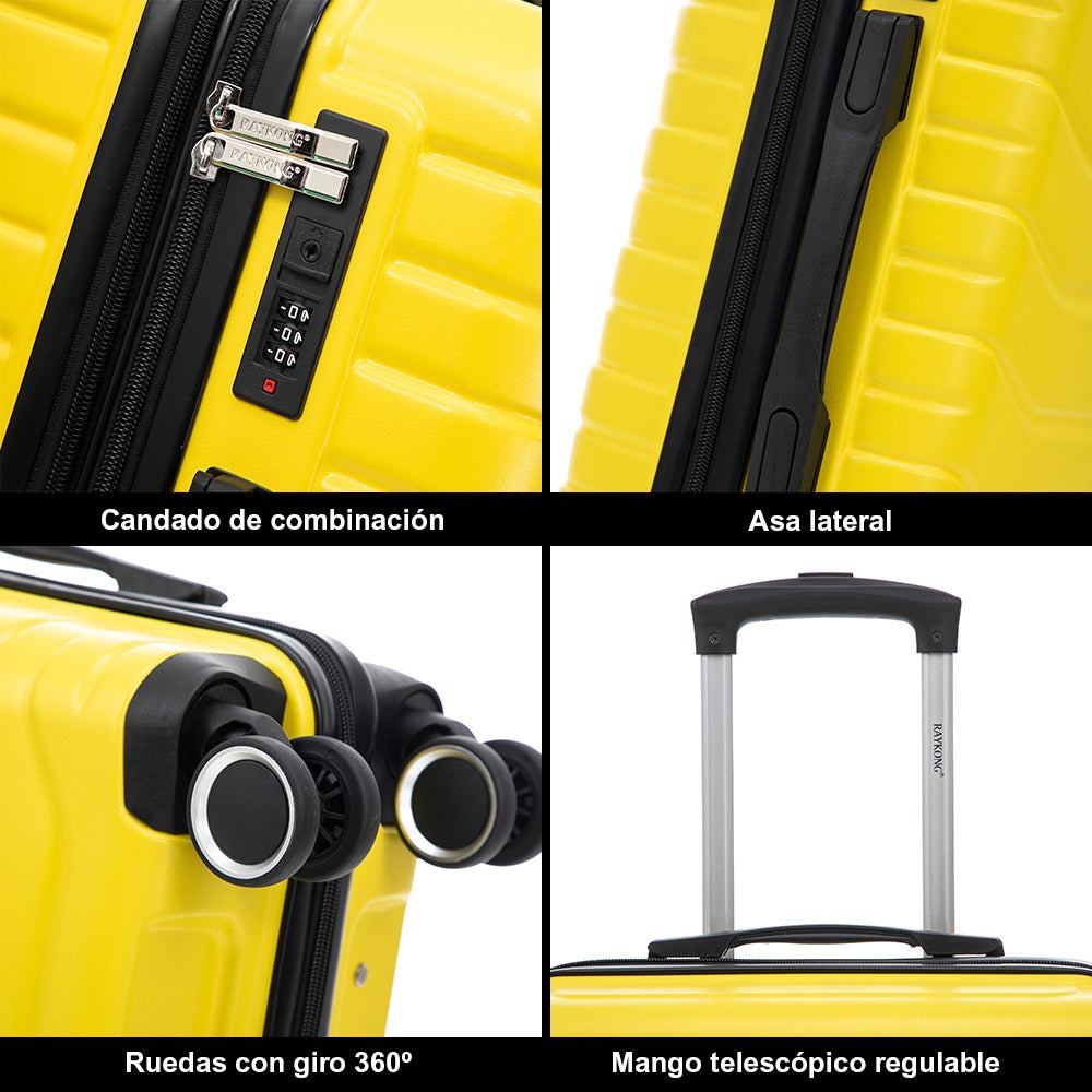 Juego de 3 Maletas 55x40x20cm ABS+Policarbonato | Maleta Mediana Expandible 66x45x27.50 - 30cm Extendido - 23kg | Neceser 29cm | Semirrígida trolley 4 ruedas giratorios a 360º cierre numérico - Negro/AzulMarino/RosaDorado/Turquesa/Menta/Verde/Amarillo/Ros