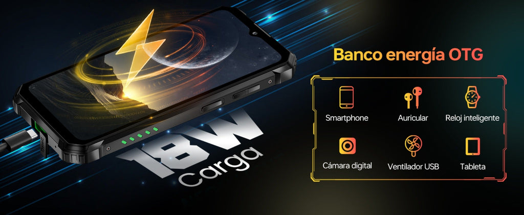 OUKITEL WP28E (2024) Móvil - 16GB RAM+64GB ROM (TF 1TB) Teléfono Movil Android 14 10600mAh, Movil 6.52 HD Pulgadas, Cámara 13MP+ 5MP, 4G Dual SIM/OTG/IP68/IP69K/GPS/NFC