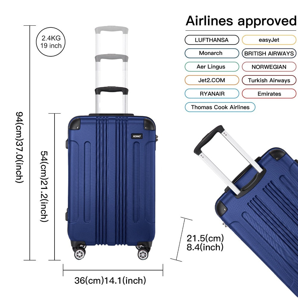 Maleta de embarque de carcasa rígida ABS 55x35x20cm, carrito de viaje, equipaje de mano de cabina, 33L, regalo de Black Friday, Día de Acción de Gracias, Navidad