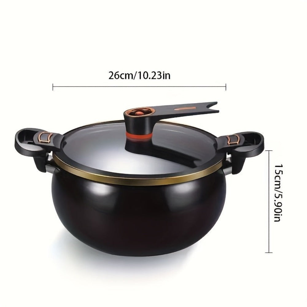 Olla para Sopa Multifuncional de 7L, Diseño de Gran Capacidad, Asas Dobles, Fácil de Levantar y Colocar, Utensilios de Cocina Multifuncionales, Estructura de Hierro Grueso, Material Duradero, Utensilios de Cocina Elegantes, Tapa de Vidrio, Adecuada para S