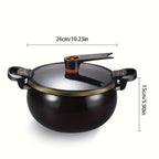 Olla para Sopa Multifuncional de 7L, Diseño de Gran Capacidad, Asas Dobles, Fácil de Levantar y Colocar, Utensilios de Cocina Multifuncionales, Estructura de Hierro Grueso, Material Duradero, Utensilios de Cocina Elegantes, Tapa de Vidrio, Adecuada para S