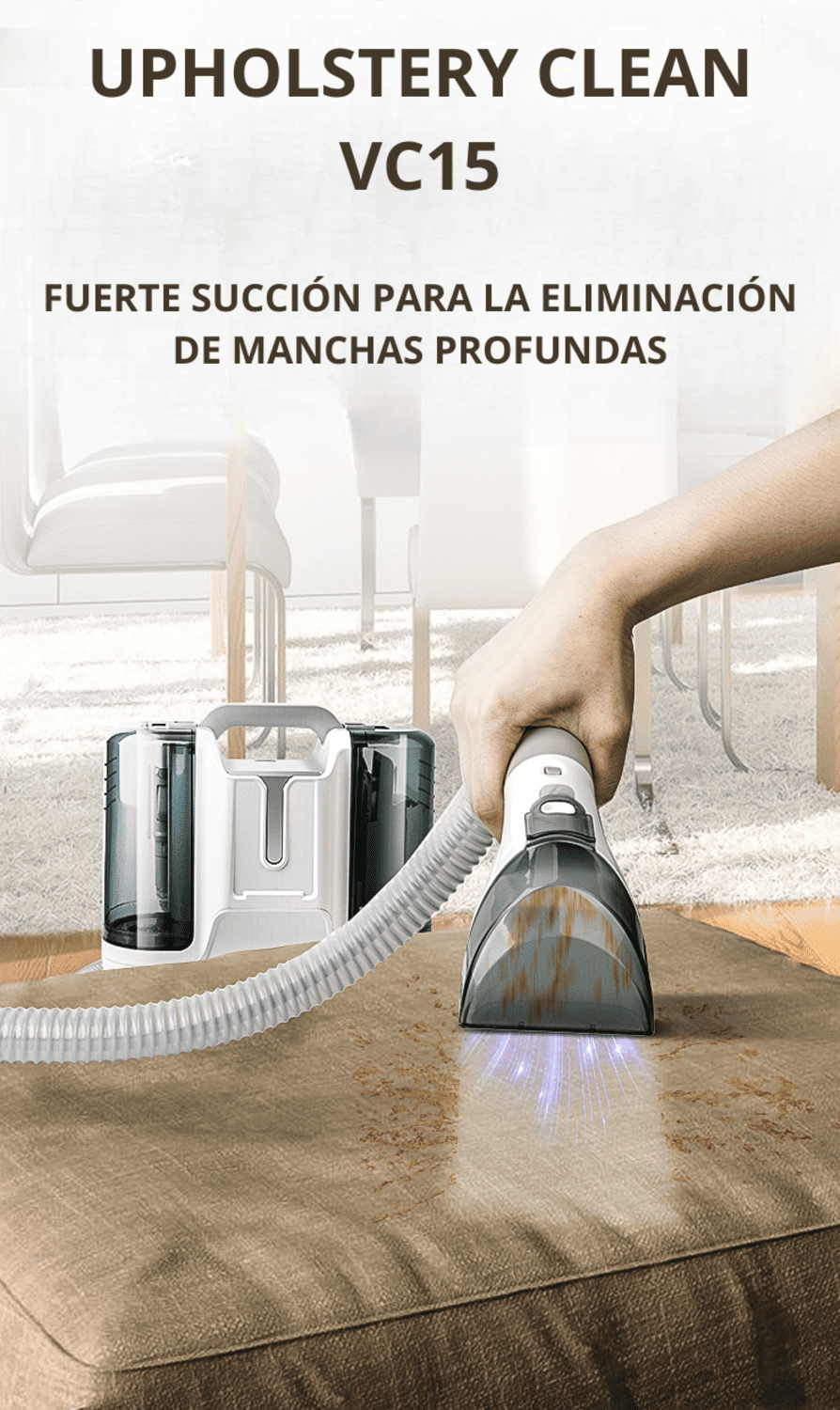 Aspirador limpia tapicerías y alfombras Limpiador de manchas multisuperficie, máquina para limpiar tapicerias, sofás, moquetas, cristales. Aspiradora de agua tapiceria con 5 accesorios