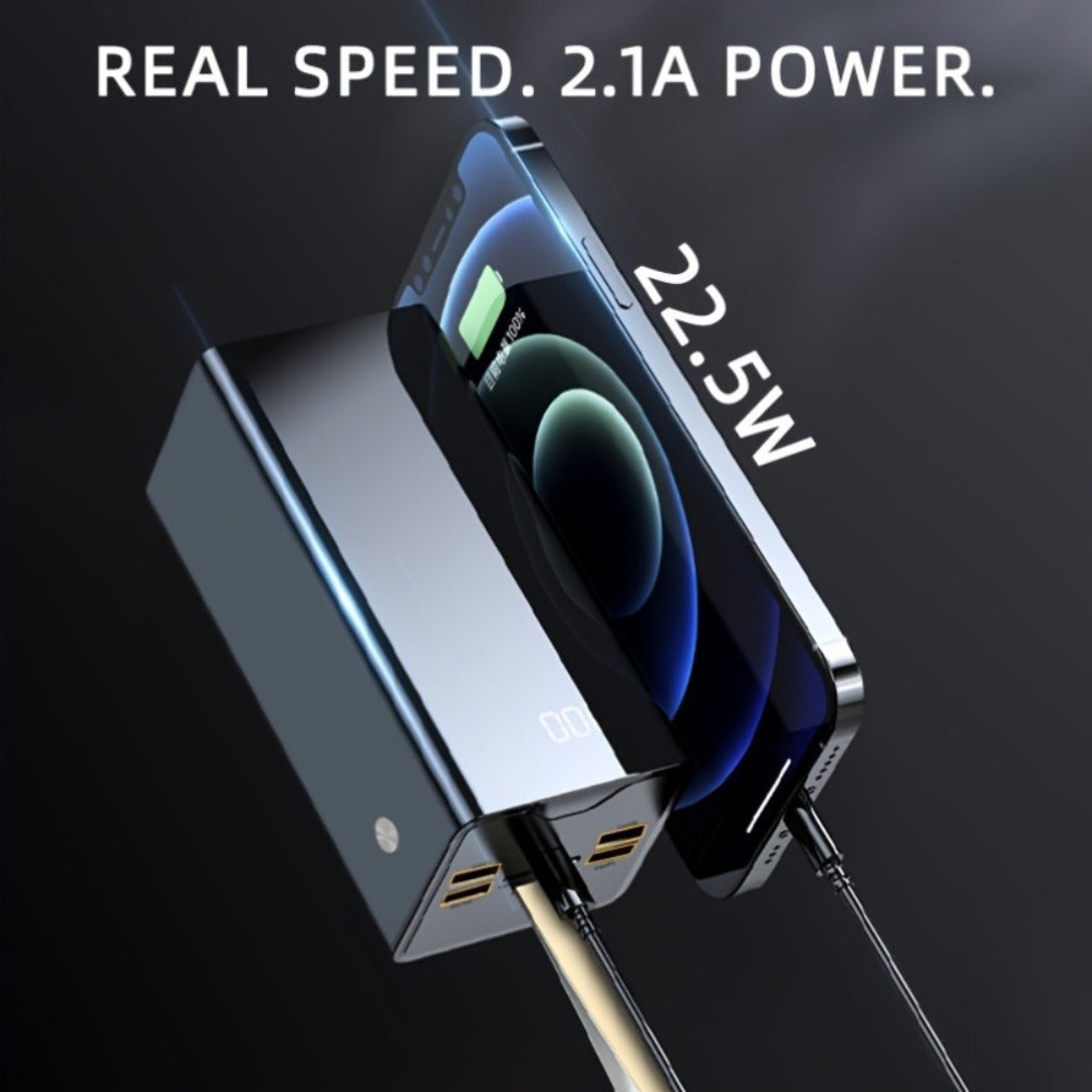 Batería Externa de 100000Mah | Ultra Alta Capacidad y Carga Segura | Pantalla LED y Correa de Cuero | Carga Rápida Multi-Dispositivo | Protección contra Sobrecalentamiento y Sobrecarga | para Android y iOS | Batería de Respaldo de Energía de Emergencia pa