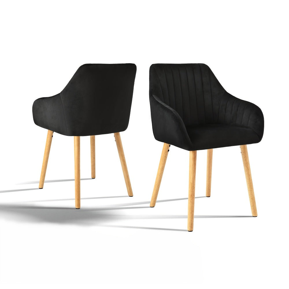 Juego de 2/4/6 sillas de comedor minimalistas con cómodo respaldo, reposabrazos y patas de madera