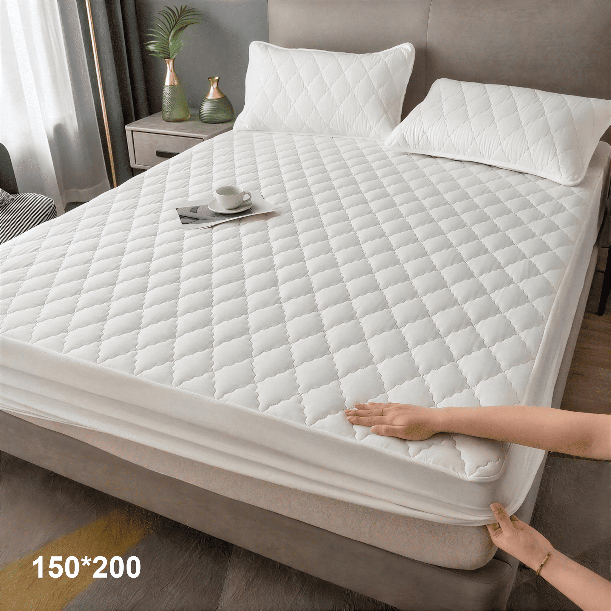 1 pc Protector de colchón acolchado, Súper Suave y Cómoda, Funda de colchón Elástico en Todo Contorno, Lavable a Máquina, Cubre de Colchón Ideal para Dormitorios, Habitaciones de Invitados, Residencias y Hoteles