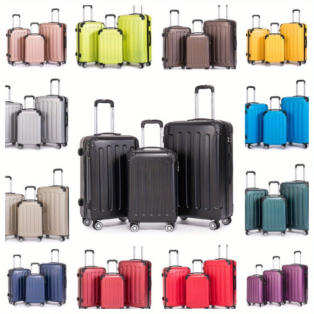 Juego de maletas familiares de tres piezas 20+24+28 pulgadas, equipaje de cabina de 20 pulgadas con ruedas universales, caja de almacenamiento para viajes de negocios, cartera ABS resistente y gran capacidad (ML-XL-set)