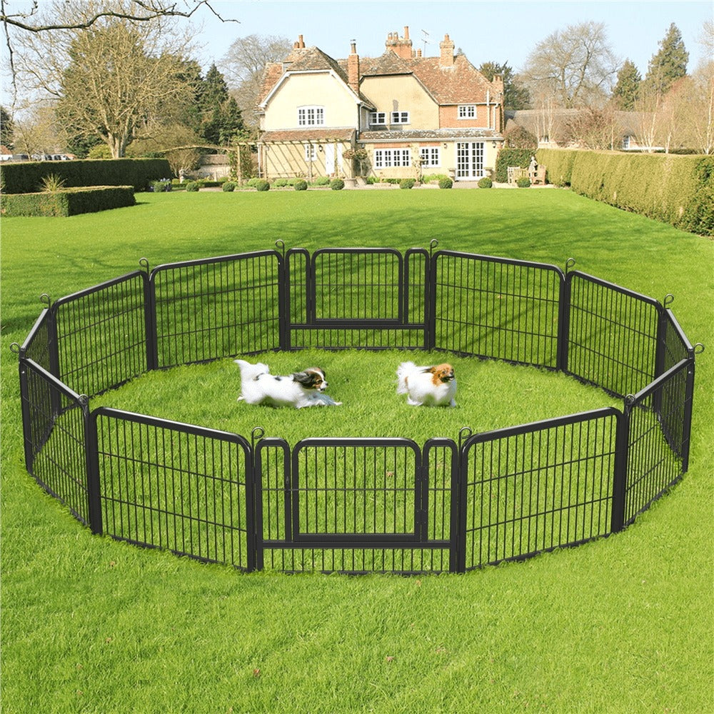Costoffs Jaula para Perros de 80 x 60 cm con Puerta y Anillos para Piso, Ideal para Uso Interior y Exterior