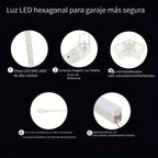 Luz de Garaje Hexagonal - Diseño Semi-Empotrado de 14 Agujeros, Marco Rectangular con Estructura de Panal LED, 6500K para Taller, Gimnasio, Peluquería, Oficina y Iluminación de Juegos