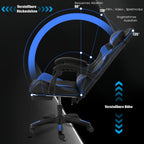 Silla Gaming, Silla de Ordenador con Cojín Lumbar, Reposacabezas, Reposapiés, Silla de Oficina Gaming Ajustable en Altura para Adultos, Niñas, Niños