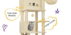 Árbol para Gatos de Interior, Torre Alta de 210 cm con Múltiples Niveles, Casa para Gatos, 8 Postes Rascadores, Hamaca y 4 Pompones