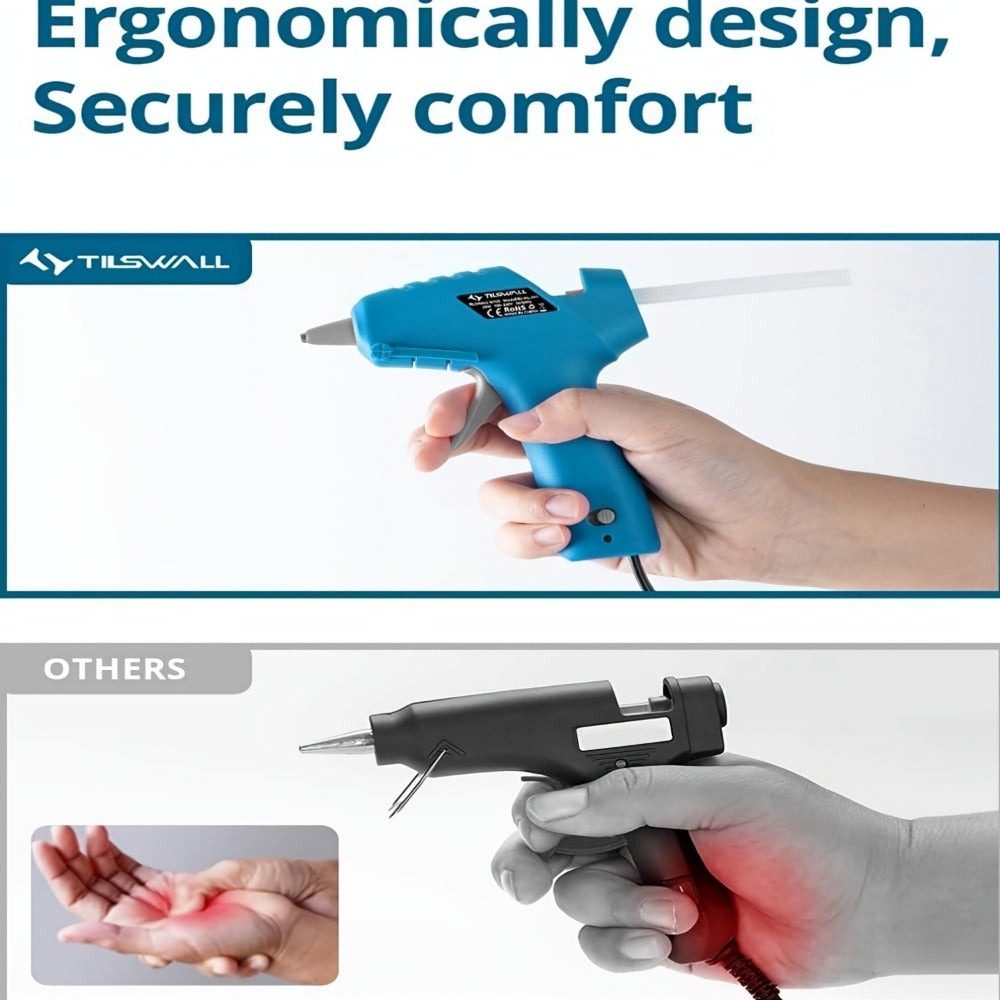 Pistola de pegamento termofusible Tilswall, pistola de pegamento termofusible de 20 W con 30 barras de pegamento termofusible, calentamiento rápido, diseño antigoteo, pistola de pegamento termofusible, barras de pegamento para manualidades de bricolaje, a