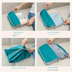 Juego de 5 bolsas de almacenamiento de viaje para protección de ropa - 2 pequeñas, 1 mediana y 2 grandes.