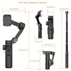 Estabilizador cardán AOCHUAN en forma de 7 de 3 ejes para smartphone, aplicación AOCHUAN, antivibración, enfoque/zoom de precisión, seguimiento de rostro/objeto, varilla plegable extensible de 73 cm, luz RGB, múltiples modos de fotografía, adecuado para v