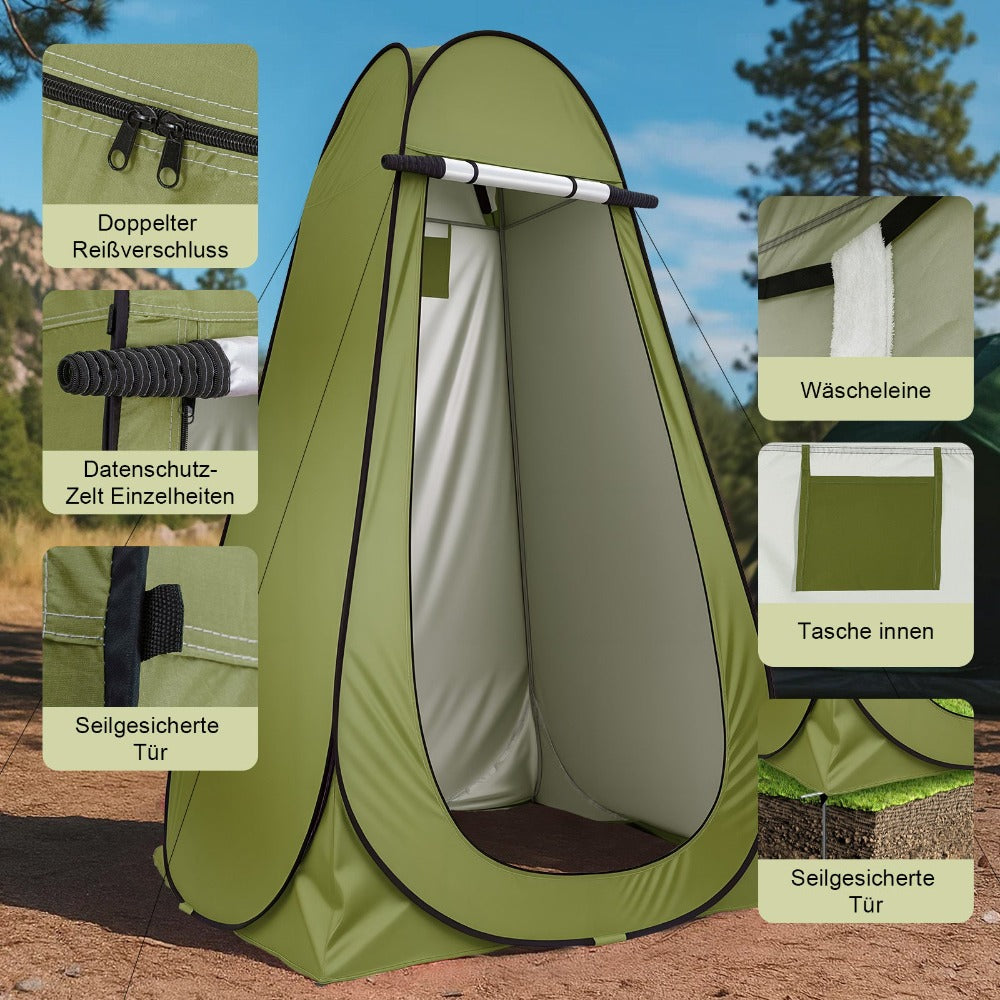 Carpa Portátil de Privacidad para Exteriores - Montaje Instantáneo para Ducha, Baño y Cambio de Ropa con Diseño Ovalado en Forma de Cúpula, Refugio Ligero Verde para Baño Pop-Up en RV, Playa, Jardín, Caravana (No Necesario)