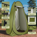 Carpa Portátil de Privacidad para Exteriores - Montaje Instantáneo para Ducha, Baño y Cambio de Ropa con Diseño Ovalado en Forma de Cúpula, Refugio Ligero Verde para Baño Pop-Up en RV, Playa, Jardín, Caravana (No Necesario)