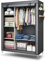 Armario Cecaro Group de tela 105X45X170 Cm - Estructura de acero reforzado, antipolvo e impermeable, armario portátil con estantes y barra para colgar, fácil de montar